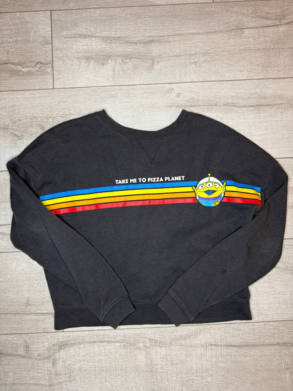 Disney Pixar Toy Story Pizza Planet Alien Sweatshirt Small Black